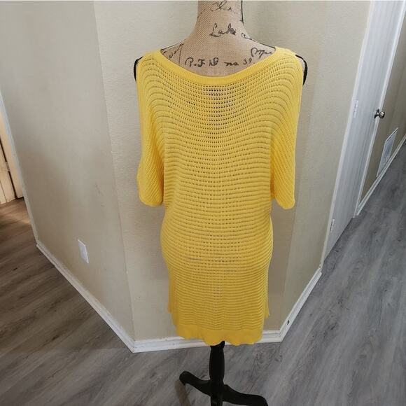 Torrid yellow coldshoulder open weave sweater plus size 2 2X - Picture 4 of 6
